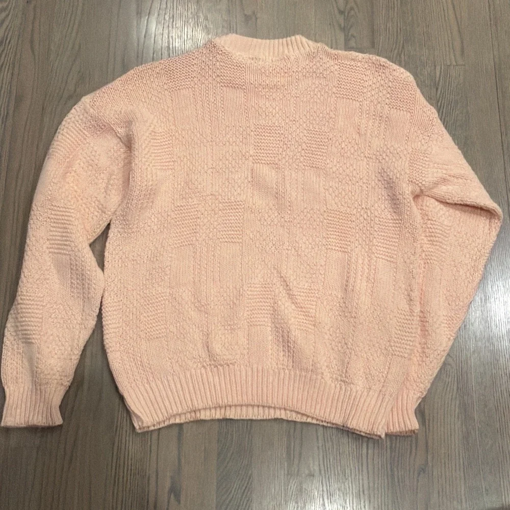Vintage Ron Chereskin Sweater Adult XL Peach Pink 100% Cotton Geometric Knit 90s